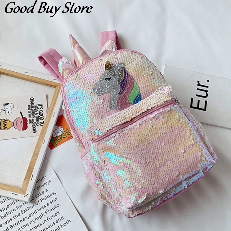 Unicorn Shiny Sequins Satchel Student Large Capacity ookbag Pink School Bag Children School Backpacks Gift Teenager Mochilas