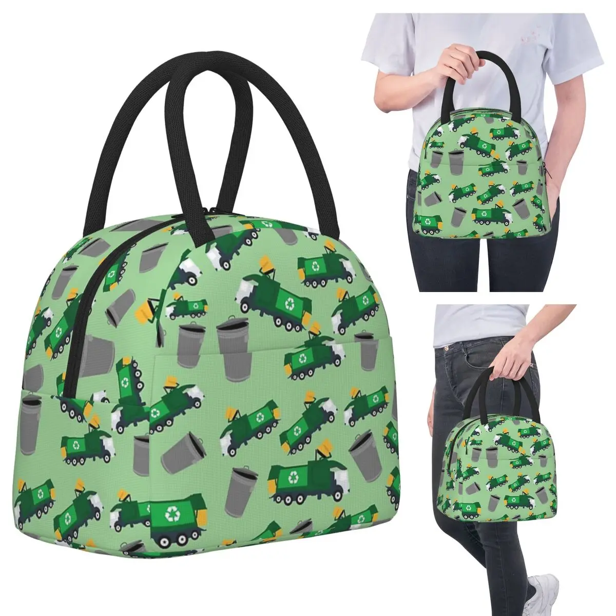 

Recycling Garbage Truck Pattern Insulated Lunch Bag for Kids School Cooler Thermal Food Box Tote Leakproof Lunch Boxes Container