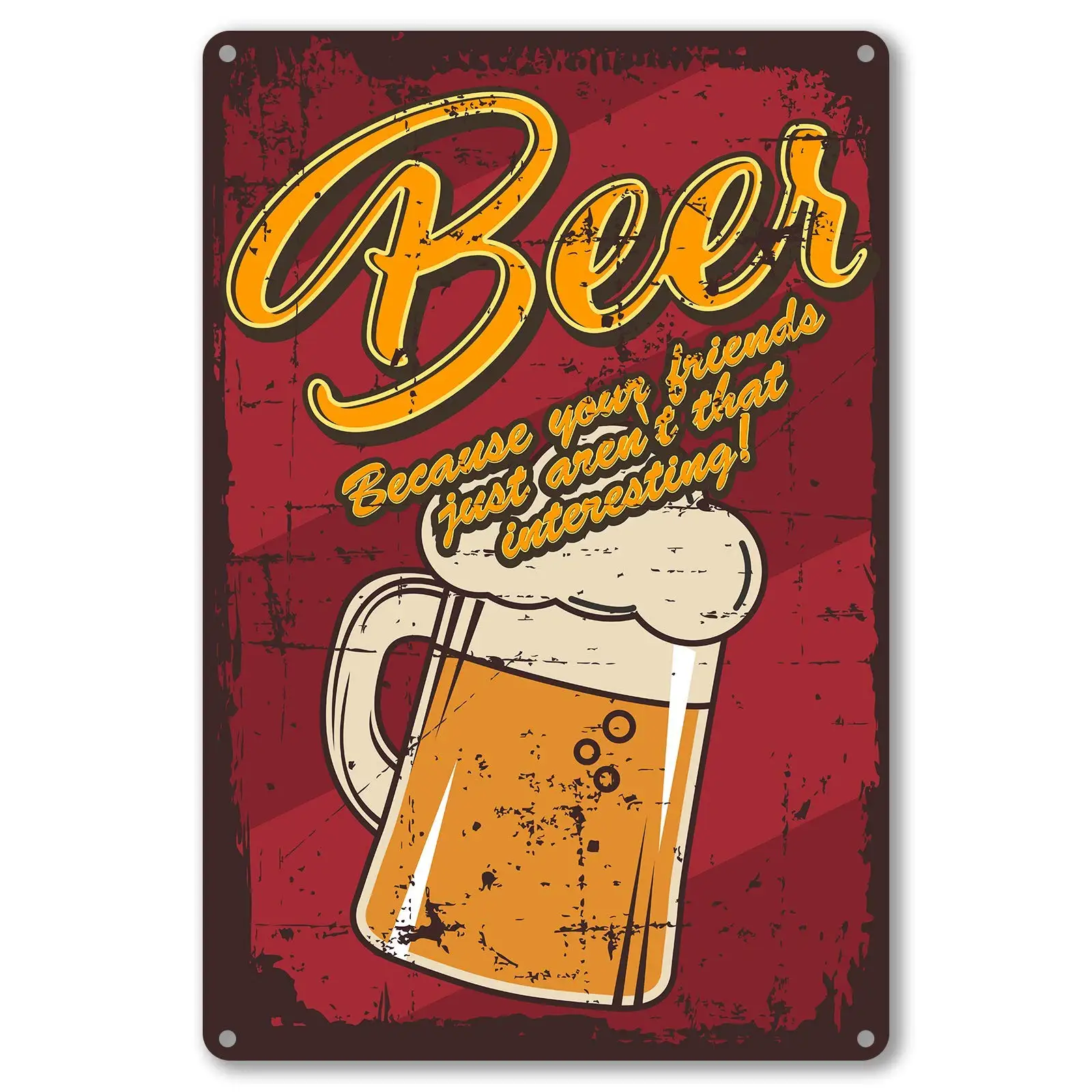 Пивное пиво с цитатой SLALL, потому что ваши друзья не так интересны, ретро уличный знак, домашний металлический жестяной знак, бар, кафе, автомобиль