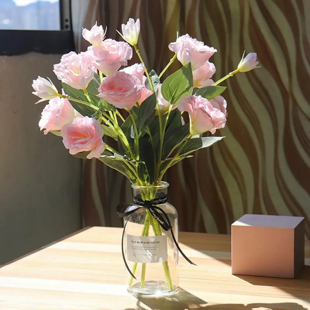 27.5" Artificial Lisianthus Flower Fake Silk Flower Flower Arrangement With 3 Heads Blooms And 1 Bud For DIY Wedding Centerpiece