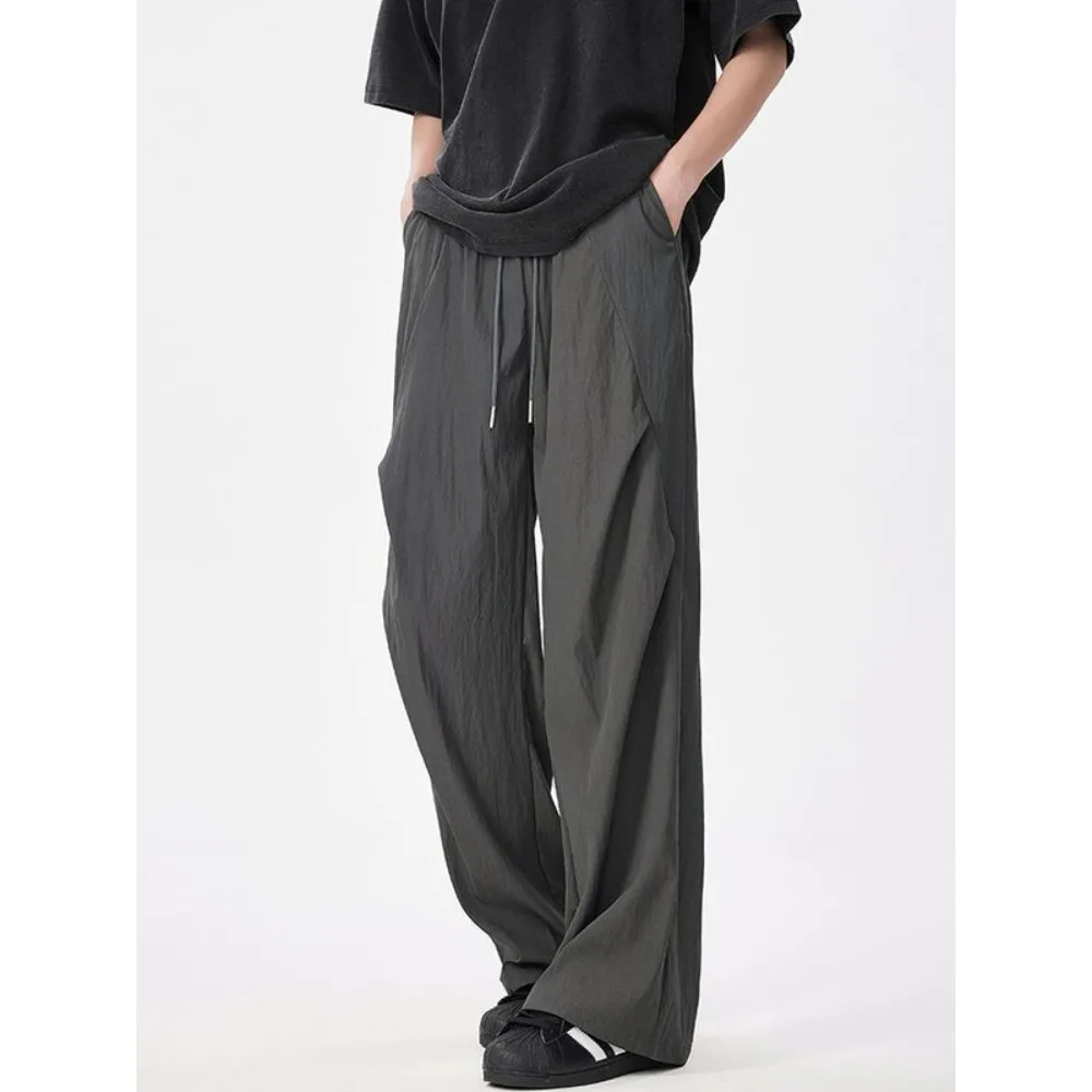 Invisible Open Crotch Outdoor Sex Pleated Paratrooper Pants Men's Summer Thin Loose Casual Trousers Quick-drying Straight