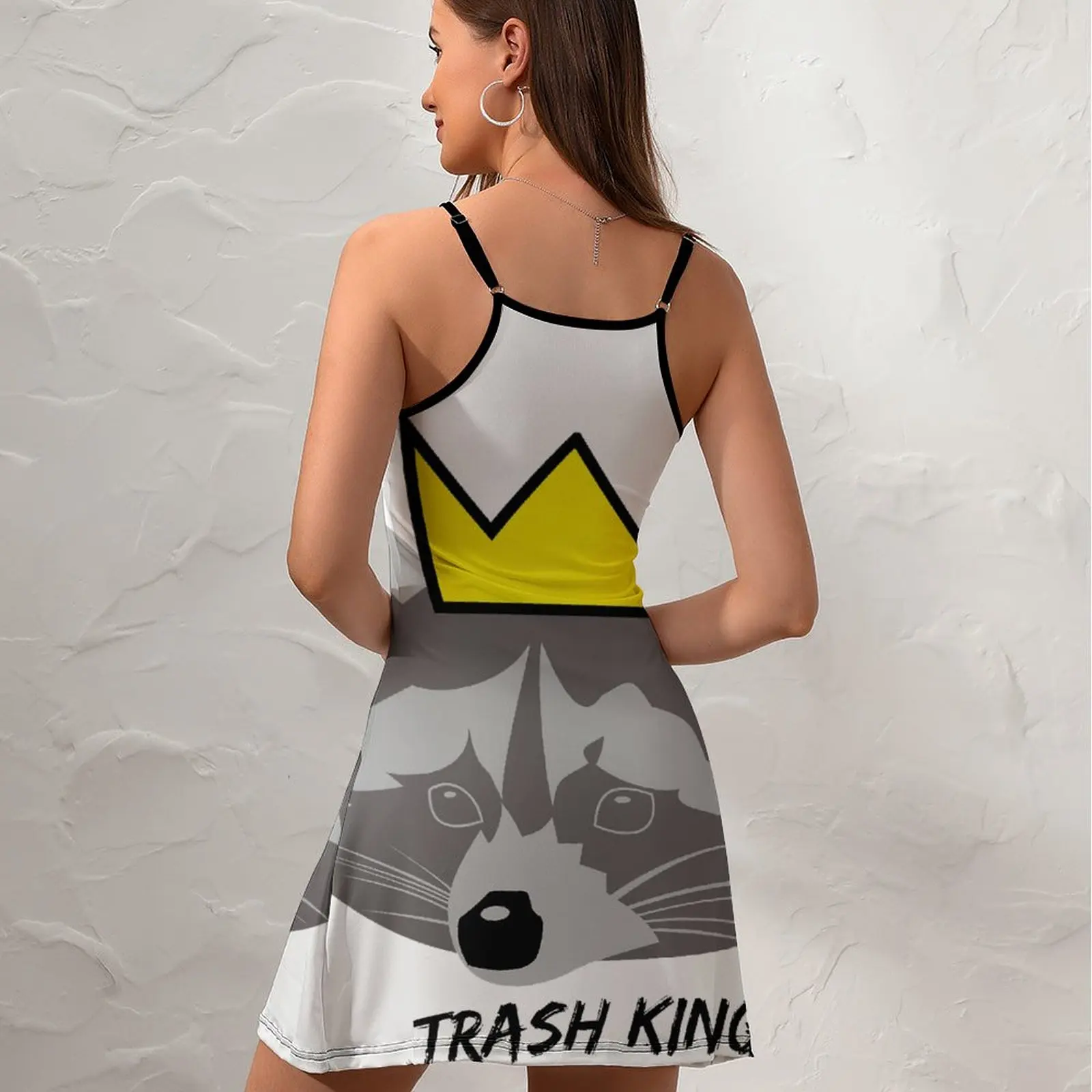 Raccoon Trash King for Sale  Women's Sling Dress Premium Exotic  Woman's Dress Funny Geek  Parties Strappy Dress