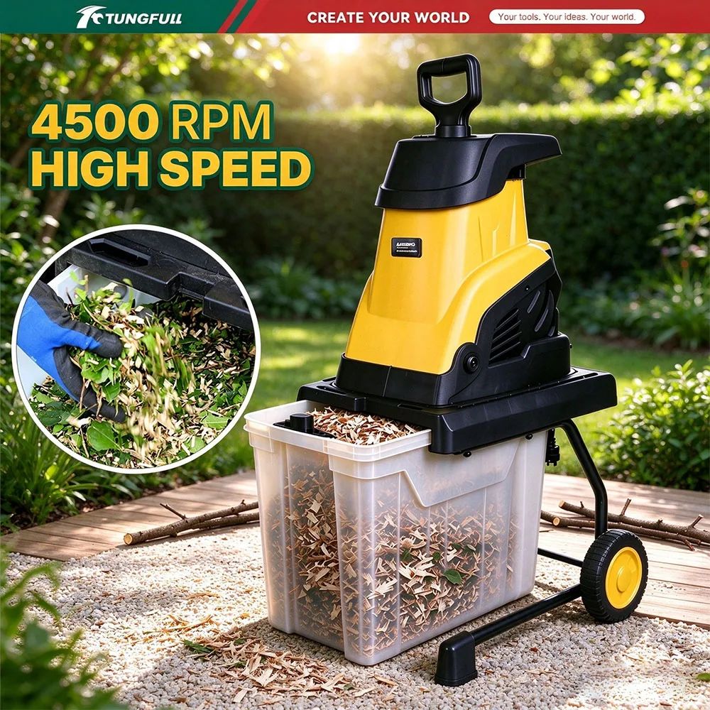 2500W Electric Wood Chipper Shredder Powerful Garden Branch Crusher Machine for Leaf Twigs Yard Waste Grinding