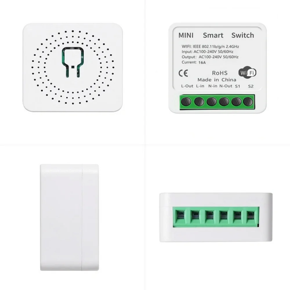 16A 2-way Control Tuya WiFi Smart Switch with Energy Monitor Switch Mini Smart Breaker Smart Life Control Alexa Via Google Home