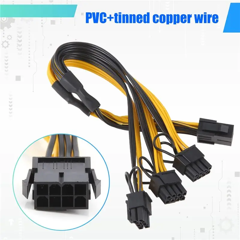 A41Z-ATX 12V CPU 8 Pin To 3X 8Pin (6+2) Pin PCI-E Male Splitter Power Extension Adapter Cable For Graphics Card