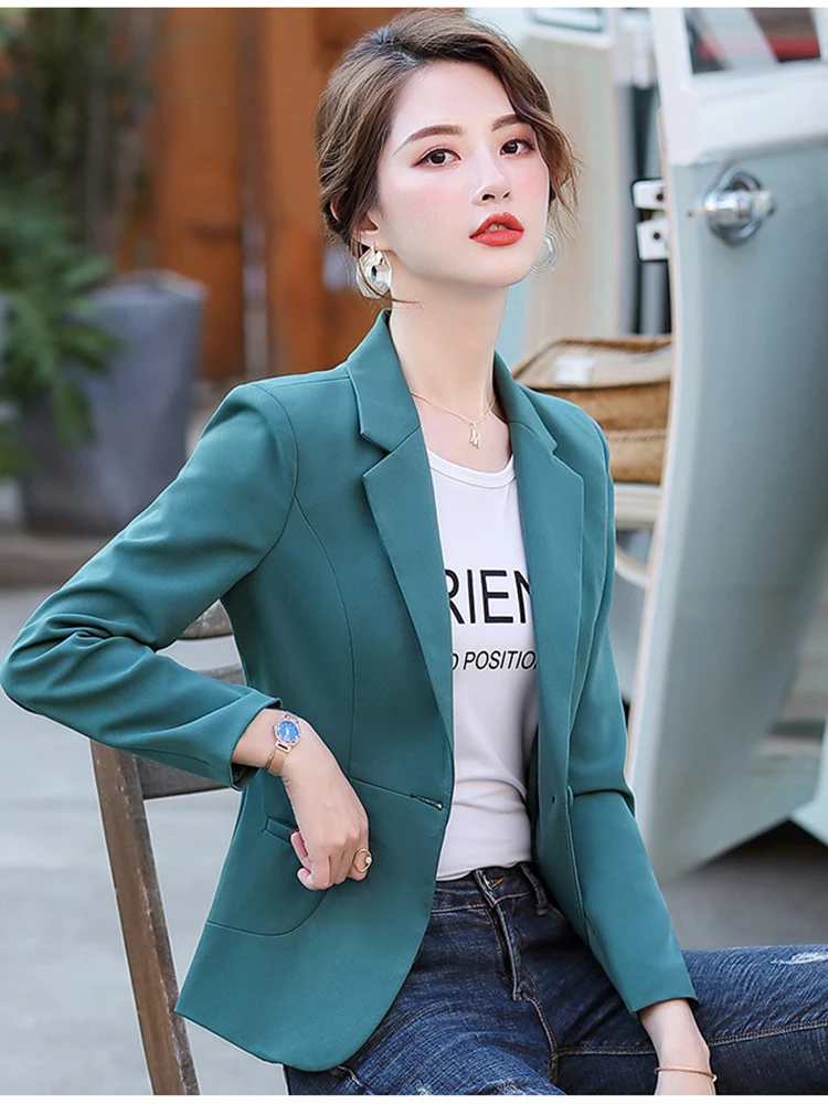 

2023 New Fashion Blazer for Women Clothing Slim Basic Solid Women's Jacket Coat Outerwear Autumn Winter Tops Sale Blazer Women