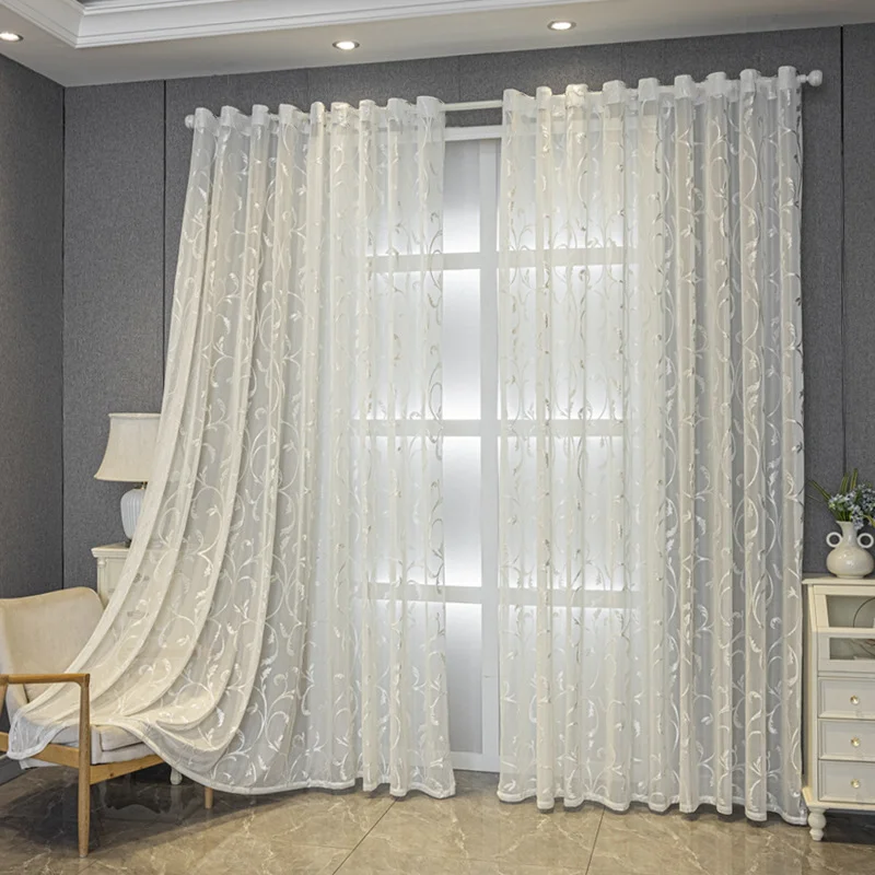 Jacquard Curtains for Living Room, Bedroom and Balcony - Finished Transparent Window Screen Curtains - American-style Curtains