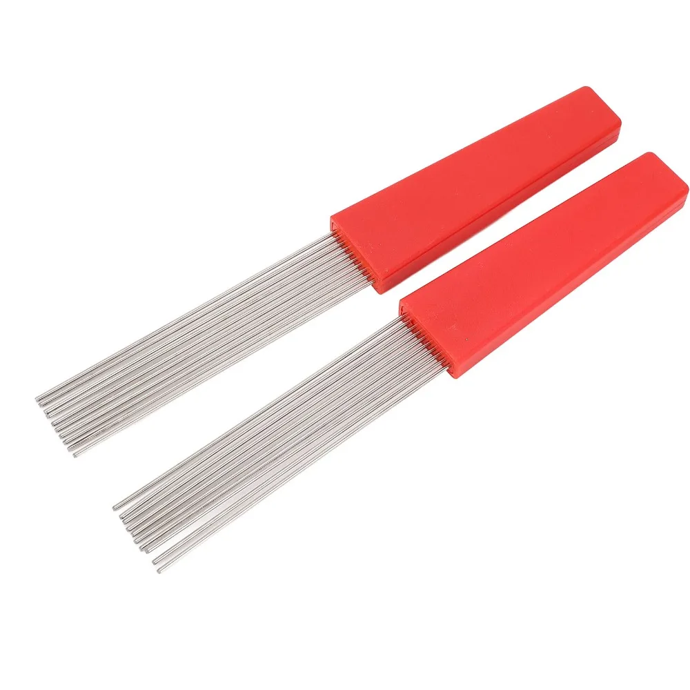2PCS Plastic And Stainless Steel Guiro Scraper Red Color Comb Style Latin Percussion Scraper Professional Scraper
