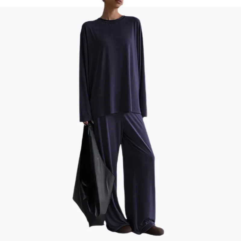 

Long Sleeve Pajamas Sets for Women 2pcs Casual Homewear Full Length Lounge Trousers Top Lady's Loungewear Comfort Focused