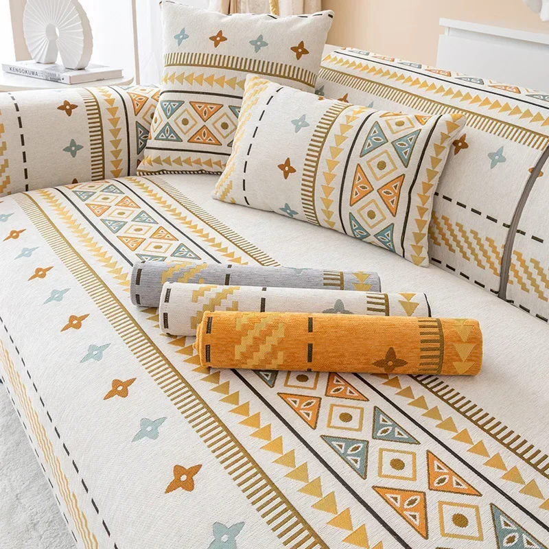 Bohemian Sofa Pad L Shape Slipcover Seat Sofa Towel Dust Cover Towel Couches for Living Room Decor Chair Mat 3 Seater
