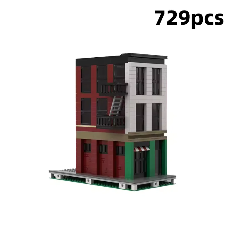 Modular Street View Diorama Adult Brick Set MOC New York City Apartment Building Blocks Classic Brownstone Architecture
