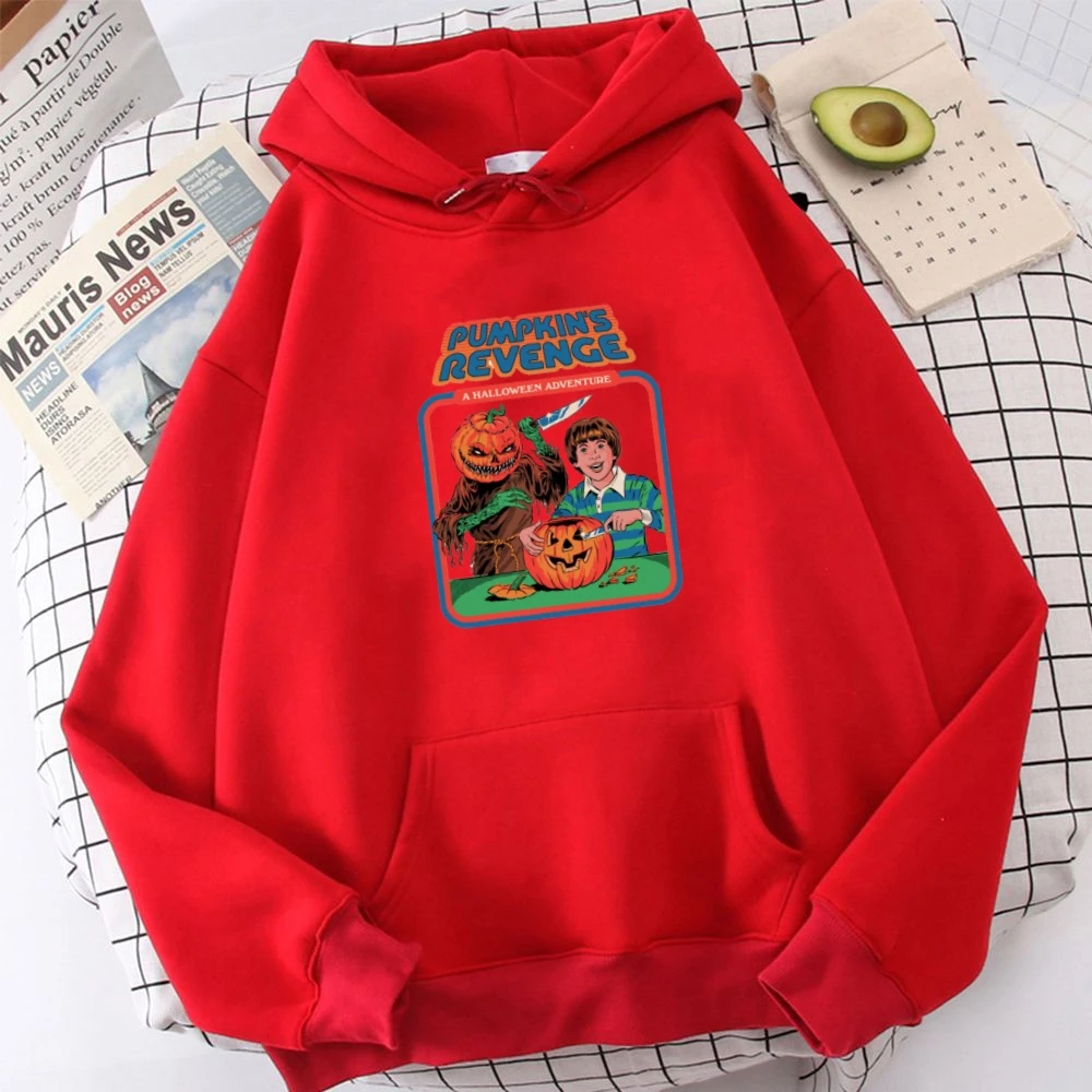 Funny Pumpkin's Revenge Hoodie Women Ullzang Cute Autumn Sweatshirt Hoody Long Sleeve Fleece Pullover Sweater Harajuku Hoodies