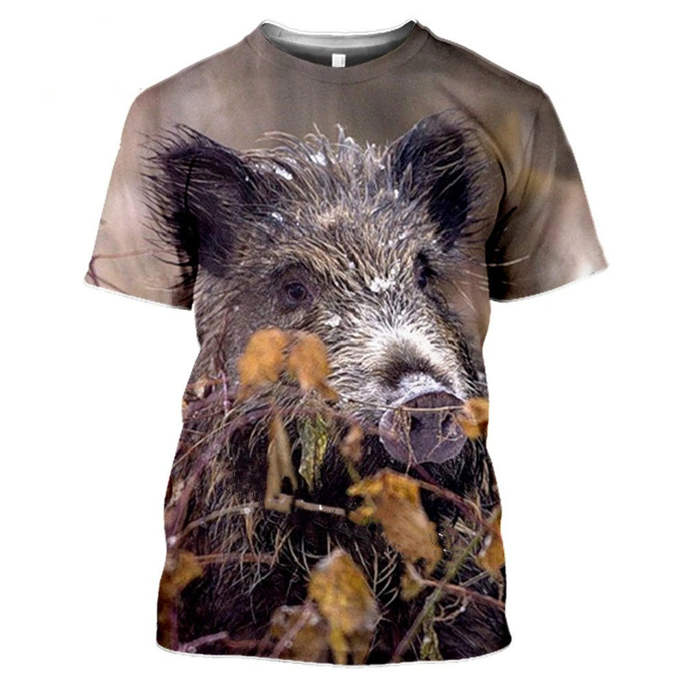 Camouflage Boar Animals Hunting 3D T-shirt Summer Leisure Men Tops Fashion Street Women\'s Pullover Short Sleeve T Shirt