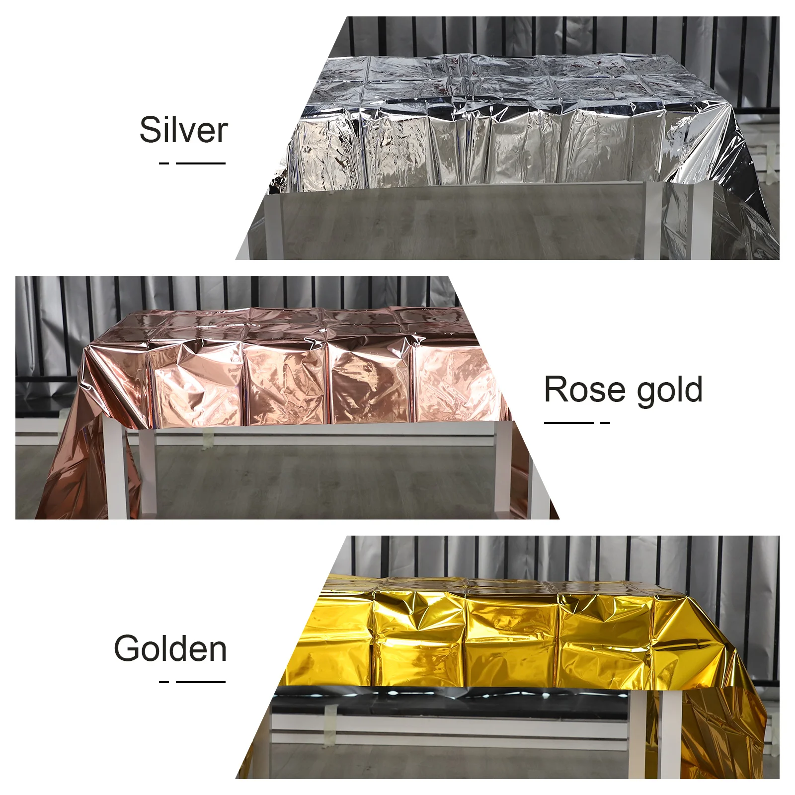 

3Pcs Party Tablecloth Bright Decorative Glossy Table Cover for Picnic Dining Gathering Festival Decoration Tablecloth