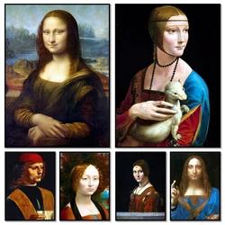 Famous Leonardo Da Vinci Artwork Mona Lisa Salvator Mundi Canvas Painting And Print Poster Wall Art For Living Room Home Decor