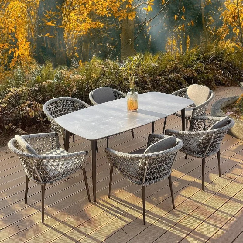 

Luxury Modern Outdoor Patio Furniture Aluminum Garden Dining Set Out Door Patio Sets Outdoor Dining Table With Chairs