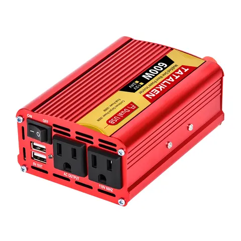 Inversores de enchufe estadounidense 12V/24V 60HZ 110V 600W 1500W 2000W 2500W, convertidor de frecuencia doméstico portátil montado en vehículo