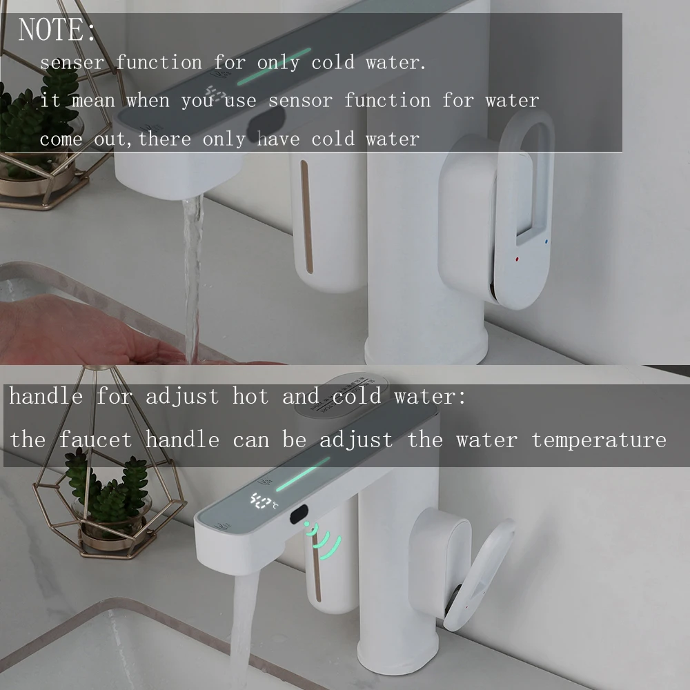 Automatic Inflated Sensor Faucet Crane Single Handle Bathroom Sink Faucets with Soap Dispenser Combo Deck Mounted