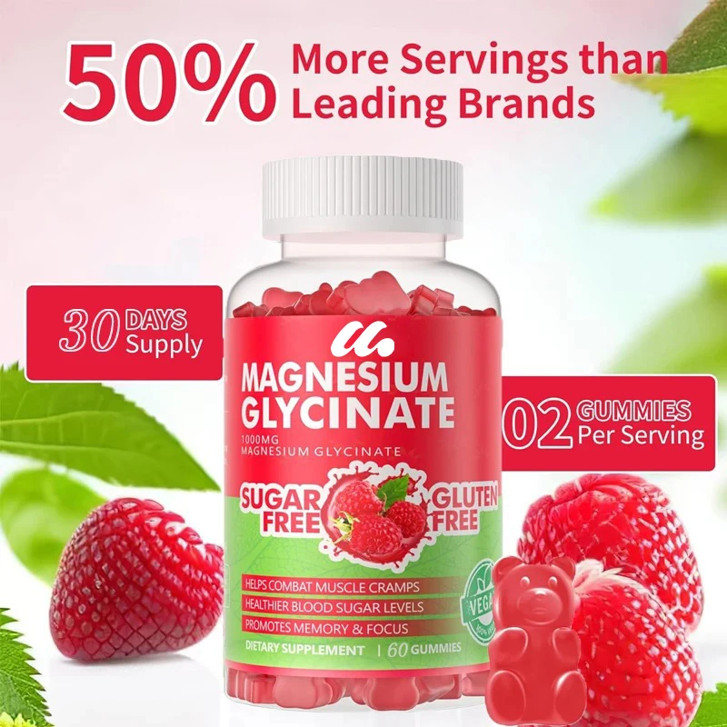 

Sugar free magnesium potassium supplement contains vitamin D, B6, coenzyme Q10-60 raspberry gummies with high absorption