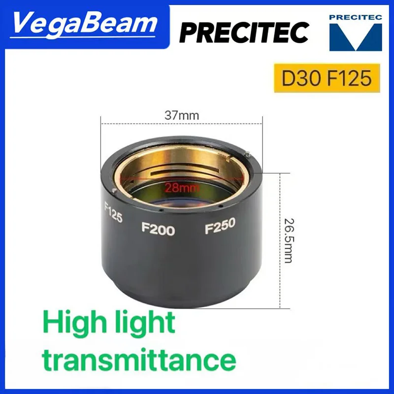 عدسة موازية تركيز بالليزر Precitec مع برميل العدسة D30 F100 /125/150/ (0-6KW) D37 F100 F150 ميزاء العدسة مع حامل