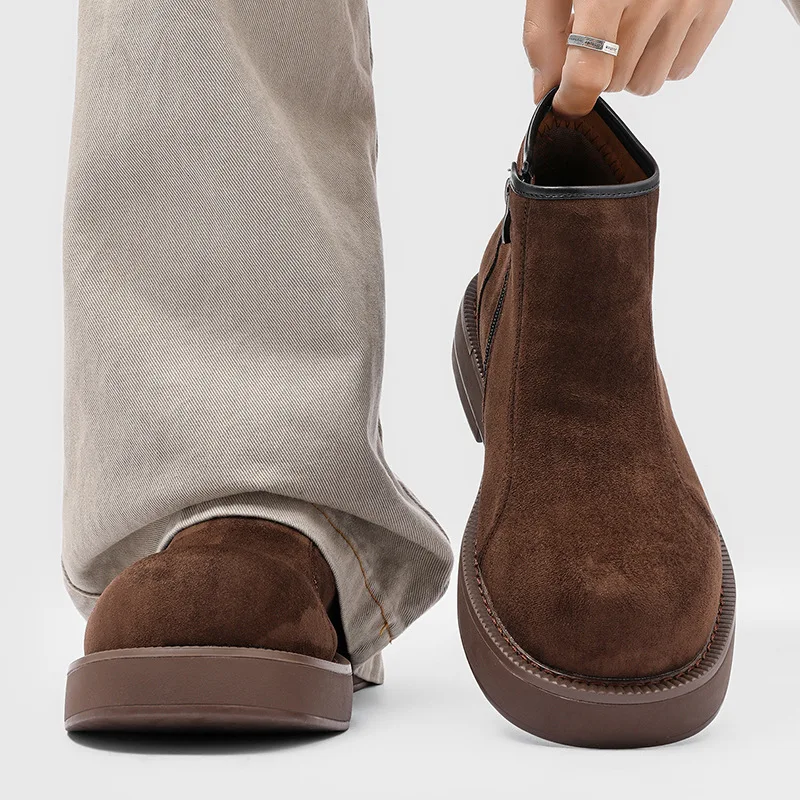 

Man's Retro Boots Leather Classic Chelsea Boots Business Dress Men Fashion Short Ankle Boot Casual British Style High-Top Shoes