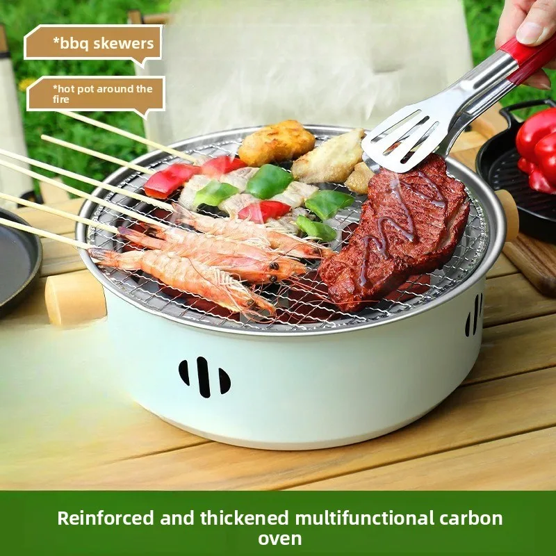 

Stainless steel grill portable charcoal barbecue rack for home outdoor and camp charcoal barbecue skewers and tea roasting set