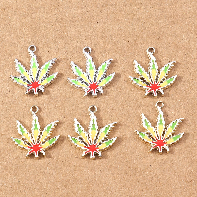 10pcs Pretty Plant Charms Enamel Maple Leaf Charms Pendants for Jewelry Making DIY Drop Earrings Necklaces Crafts Supplies