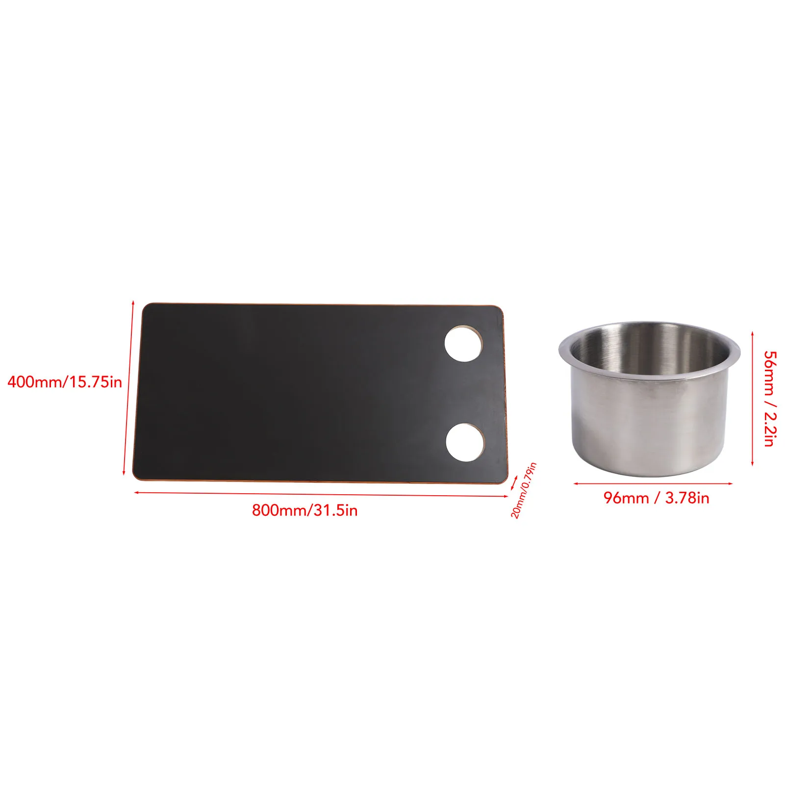 Столешница для автодома 800 х 400 мм с 2 держателями для чашки из нержавеющей стали, черная деревянная столешница для яхты, патио, столешница для автофургона, столешница для яхты