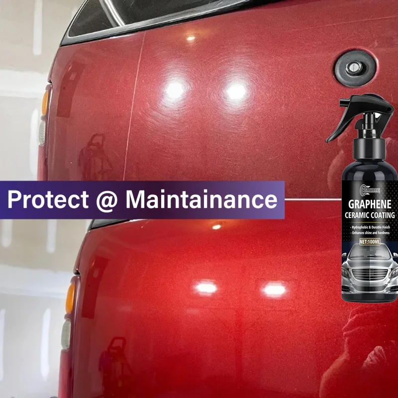Liquid ceramic car coating spray, suitable for paint brightening, rain protection, and nano wax polishing — instant glossy prote