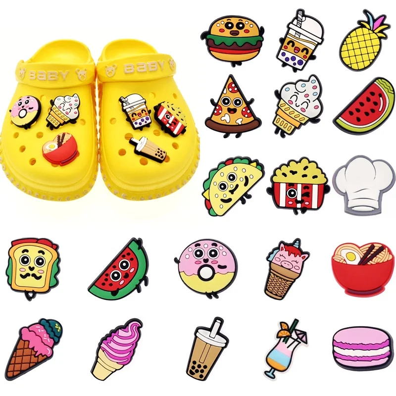 PVC Shoe Charms Ice cream Shoe Accessories fruit Shoe Decoration gift Shoe Buckles Pins for Clog Sandals  X-mas Gifts