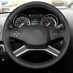 Car Interior Steering Wheel Cover For Mercedes Benz GL M R Class X164 W164 2009-2013 Hand Stitched Black Perforated Leather Trim
