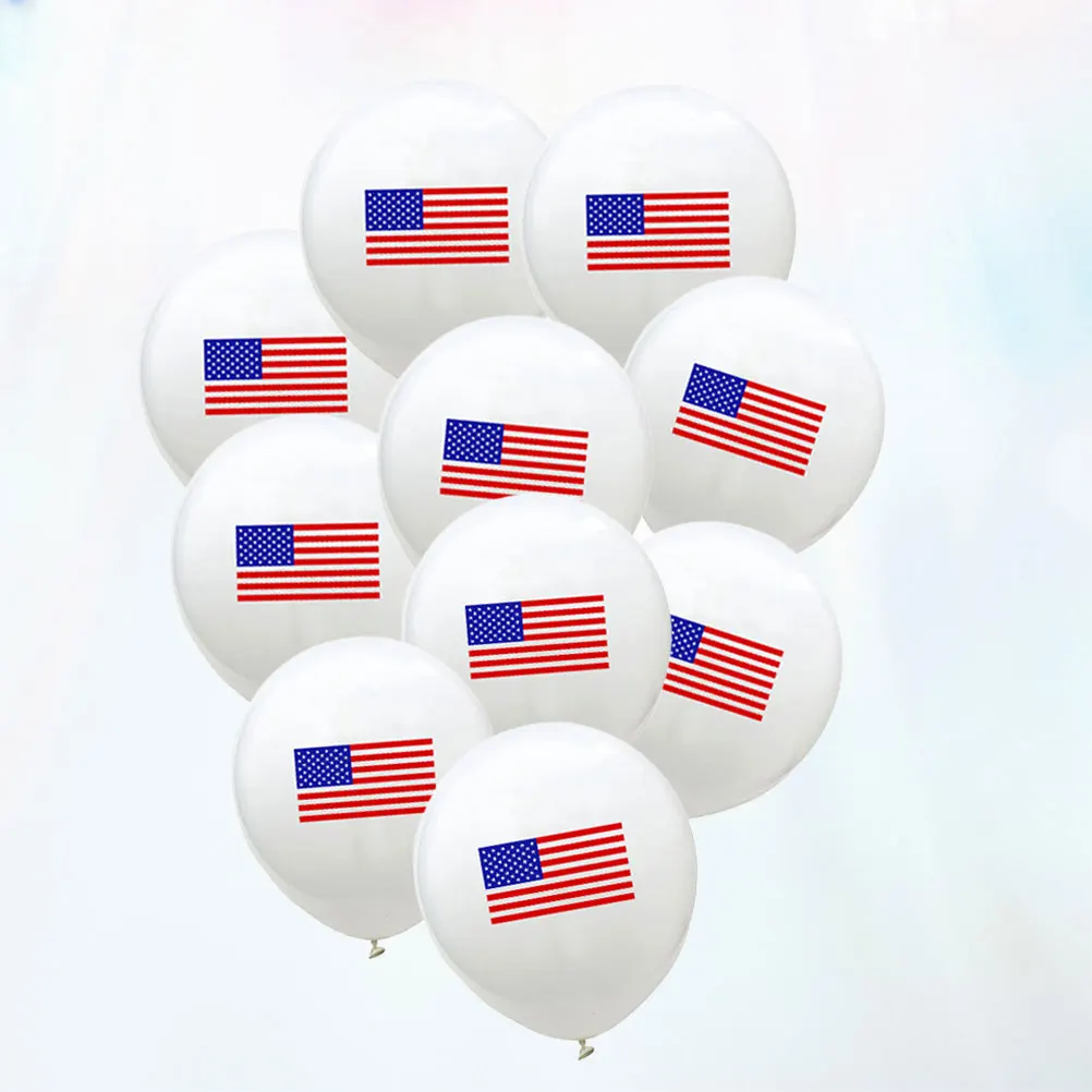 

10pcs 12 Inch Latex Balloon Round American Flag Pattern Party Supplies Festival Decoration Balloon Set Wedding Shower