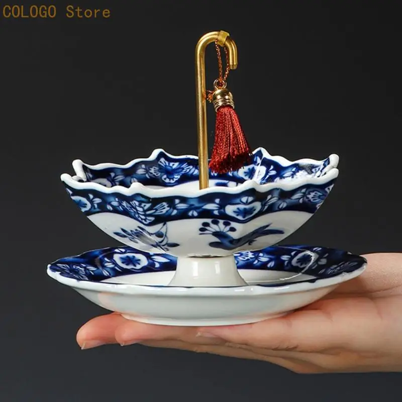 Hand Painted Chinese Ceramic Tea Filter Fine Meshes For Clear Tea Brewing D0LD