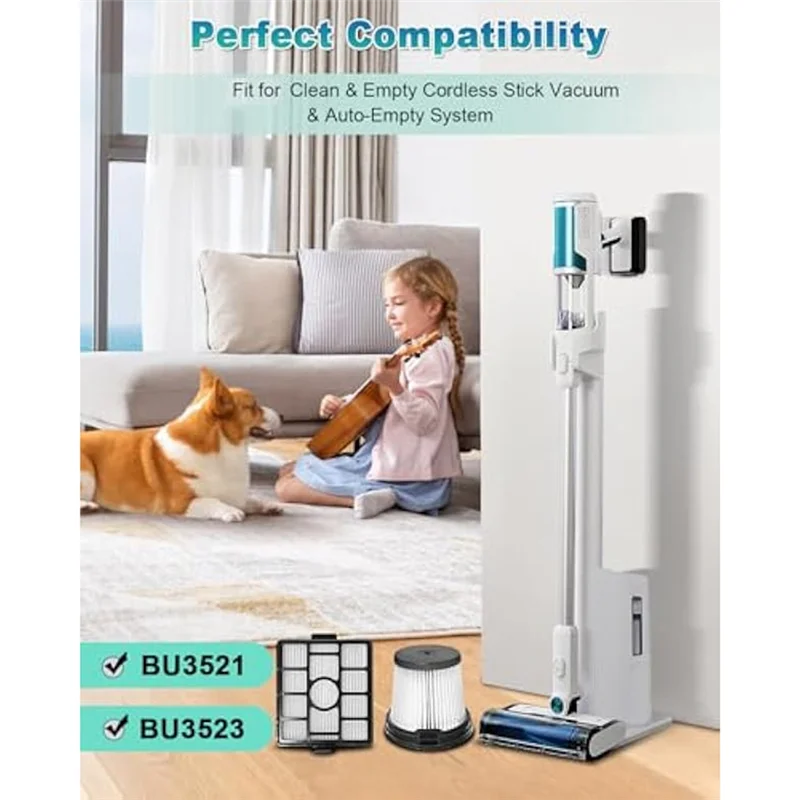 Shark BU3523용 ABBK 필터 교체 깨끗하고 가벼운 무선 스틱 클리너 및 Shark BU3521 및 빈 무선 스틱