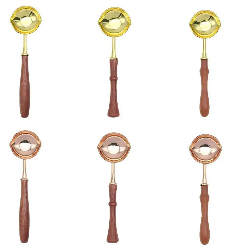 ●Two Diversion Port Wax Seal Spoon Sealing Spoon With Wooden Handel Wax Sealing Stamp Melting Spoon Wax Seal Warmer Wax Seal