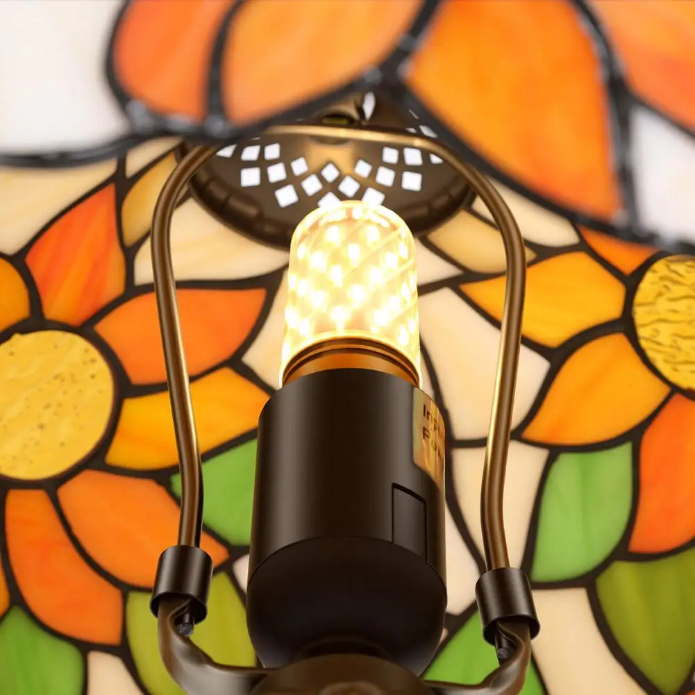 Vintage Stained Glass Sunflower Table Lamp 12 inch Reading Desk Light for Bedroom Living Room Nightstand Include Bulb