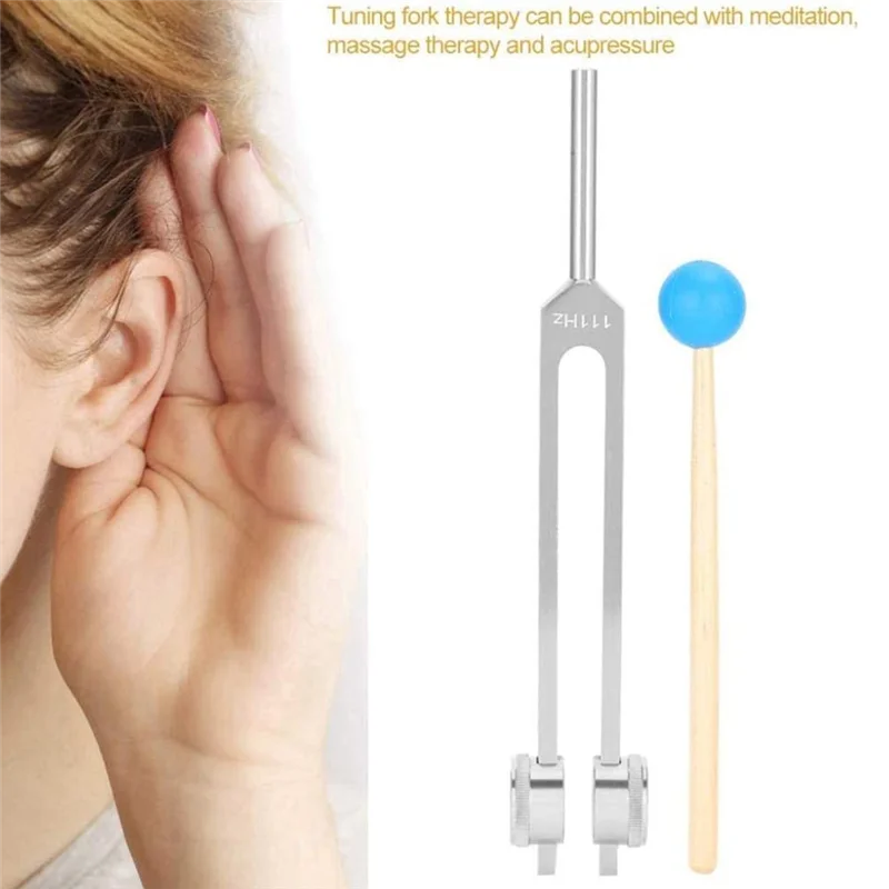 AB47-อลูมิเนียมส้อมเสียง,ส้อมเสียง 111Hz พร้อมค้อนสําหรับระบบประสาทการทดสอบ Sound Healing Therapy