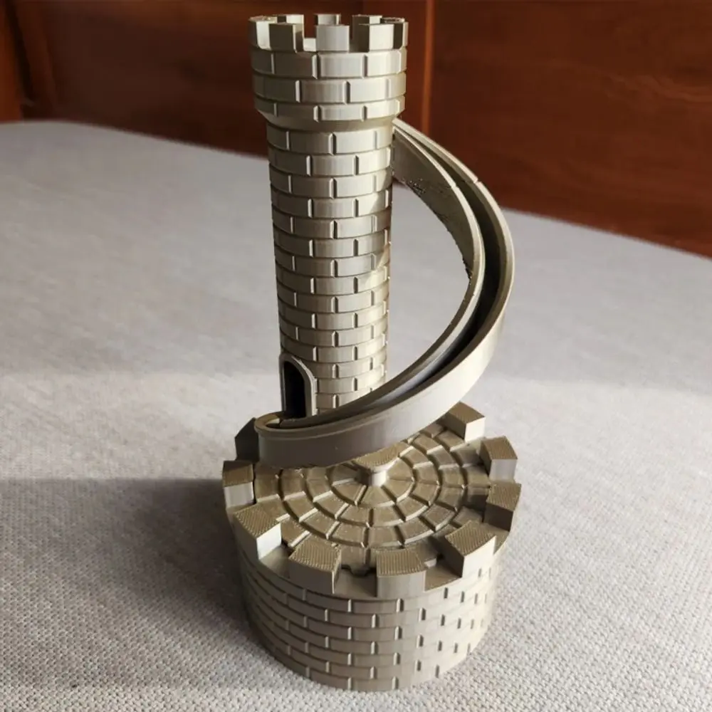 PLA ปราสาทสไลด์คอนเทนเนอร์เก็บเหรียญรุ่นถังออมทรัพย์ Castle Tower Piggy Bank เกลียวเปิด Rolling Tower กล่องเงิน