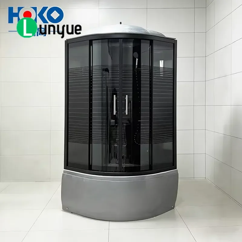 Modern Luxury Round Acrylic Shower Steam Sauna with Tempered Glass and Aluminum Frame Push-pull Door for Bathroom Home Spa