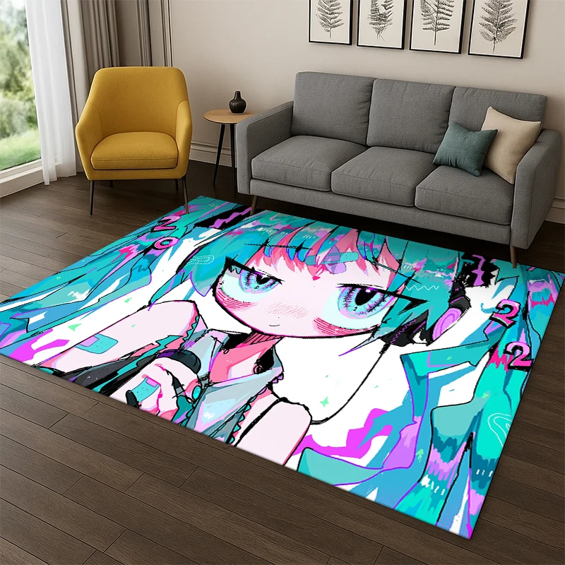 Kids Outdoor Area - Musik-Mädchen M-MIKU Cartoon-Teppich für Spielzimmer, Schlafzimmer,