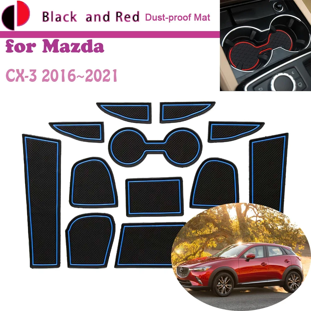 

Rubber Door Groove Mat for Mazda CX-3 CX3 CX 3 2016~2021 2017 2018 Cushion Gate Storage Slot Coaster Dust-proof Car Sticker Rug