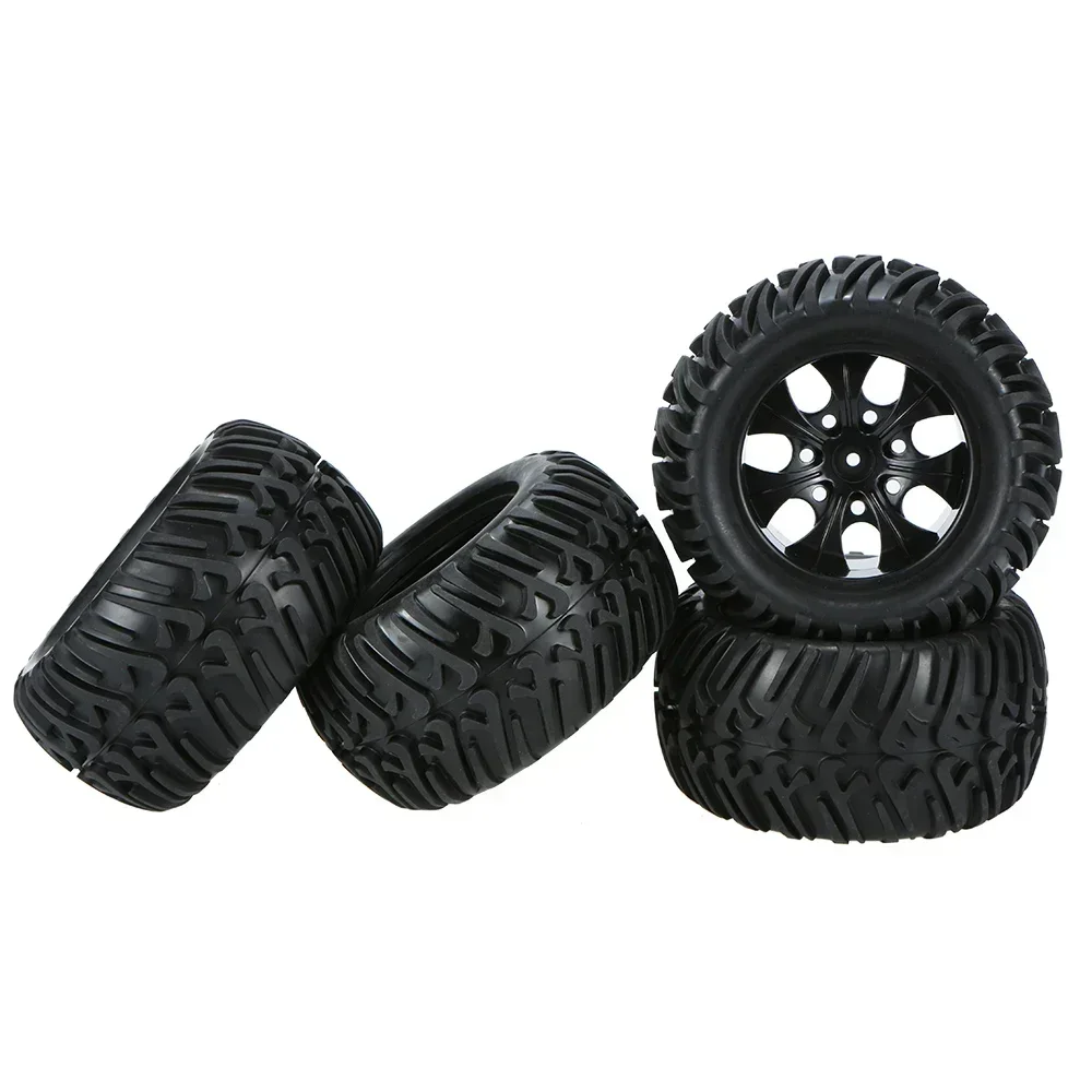 4 STKS HSP Truck Wiel Banden D128mm Rubberen Band Wielen in 12mm Hex Adapter voor 1/10 94111 94188 Off-road RC Auto's