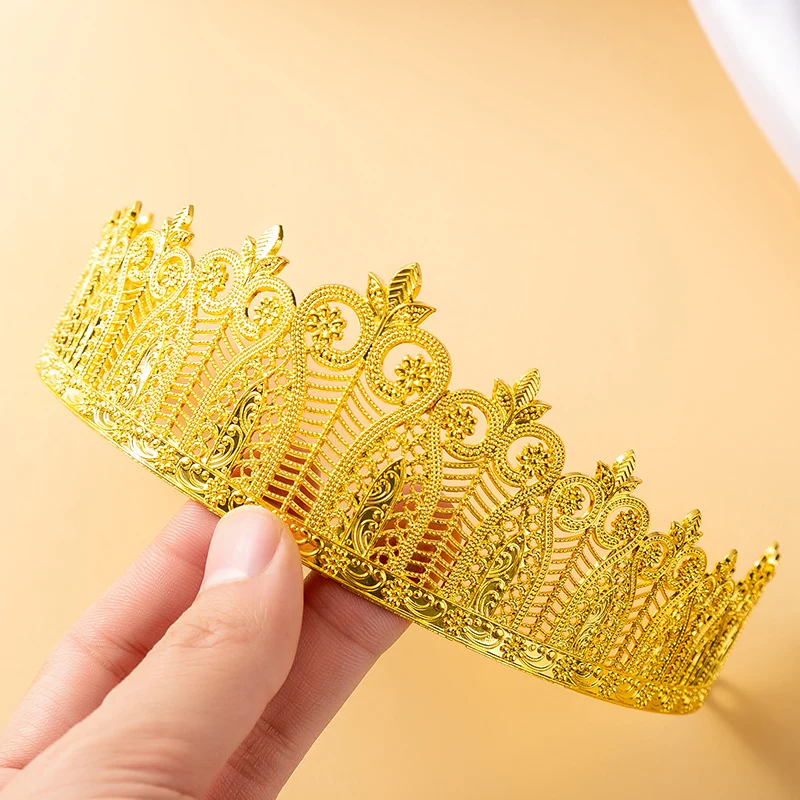 

New Bride's crown - Gold-plated Hollow Ethnic Style Hair Accessory - Traditional Festival Women's accessory