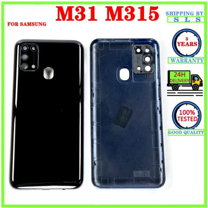 Full Housing For Samsung Galaxy M31 M315 LCD Front Middle Frame Bezel  Battery Back Door Rear Cover With Camera Lens Side Button