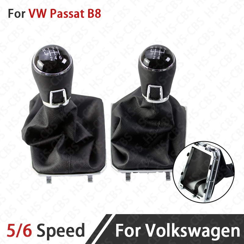 

Для VW Volkswagen Passat B8 Автомобильная ручка переключения передач, кожаный рычаг переключения передач 5/6-скоростная ручка переключения передач, запасные части, автомобильные аксессуары