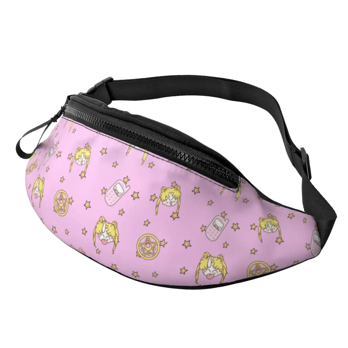 

Custom Sailors Anime Moons Fanny Pack Women Men Manga Crossbody Waist Bag for Traveling Phone Money Pouch