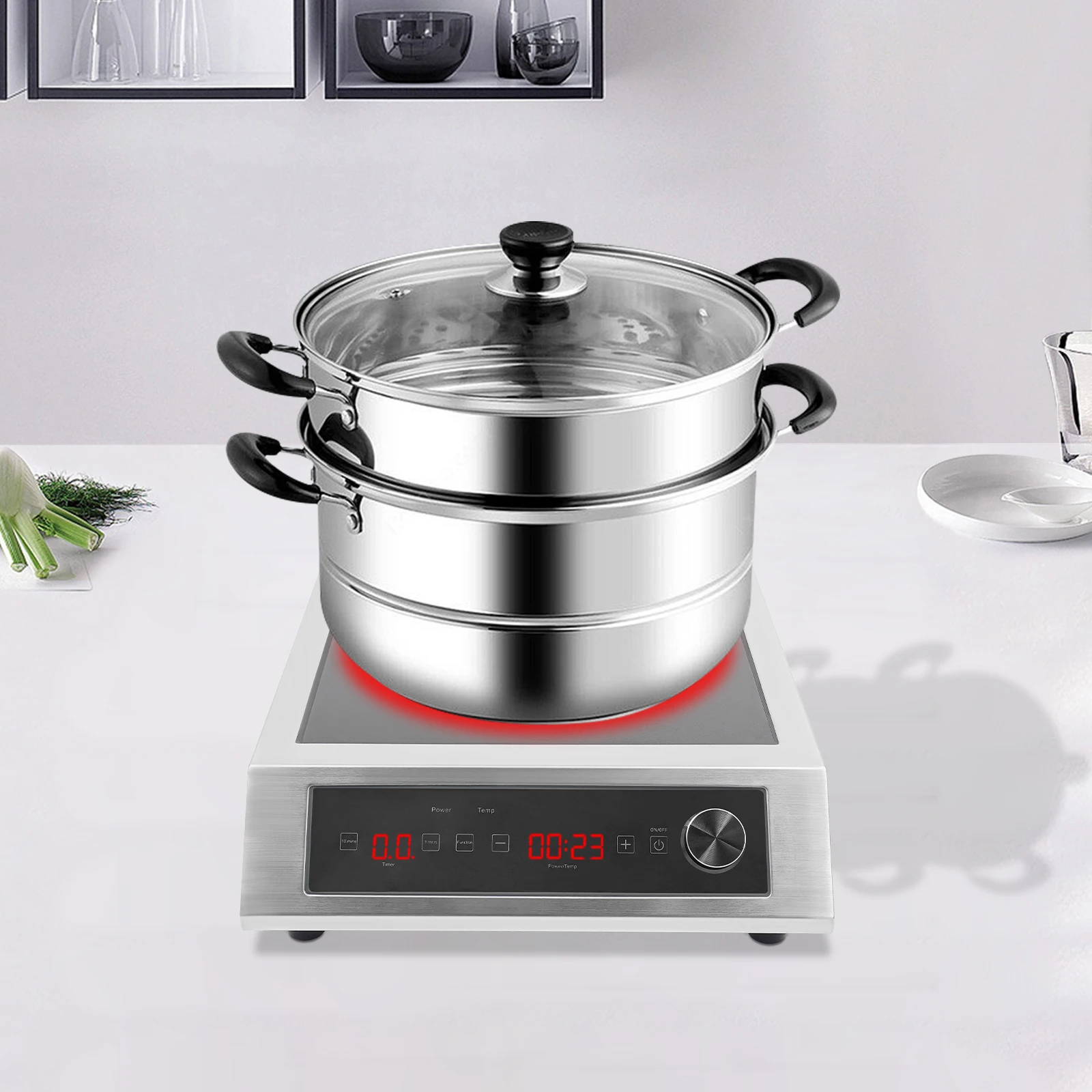 Single Burner Induction Cooktop 1800W, Commercial Touch Control Induction Cooktop, 140-536°F Temperature Range & 0-99min Timer, 110V US Plug