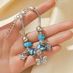 1PC Women's Fashion Pan Family Multi Element Butterfly Crown Beaded Bracelet Date Travel Banquet Party Festival Dressing Gift