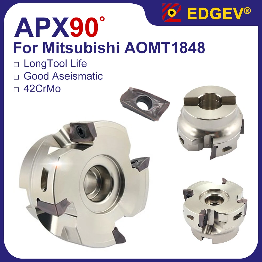 

EDGEV APX4000 Face Milling Cutter,For AOMT 1848 AOMT184808 Mitsubishi Insert Tools Holder,42crmo CNC Lathe Milling Cutter Head
