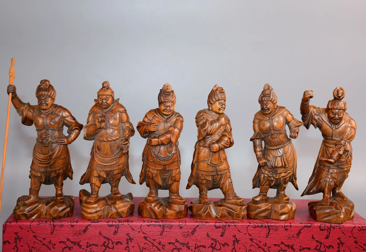 Collection Old Boxwood 12 Diamond Gate Gods 12 Heavenly Kings Guardian Standing Buddha a set Study Worship Hall Town house